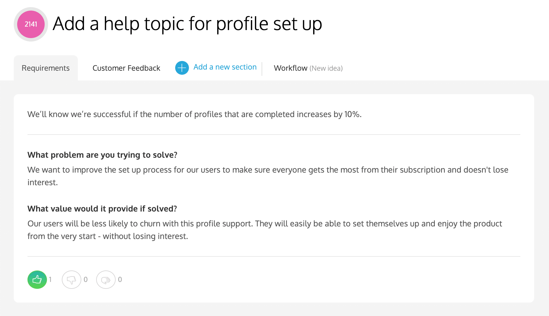 Adding an idea in ProdPad